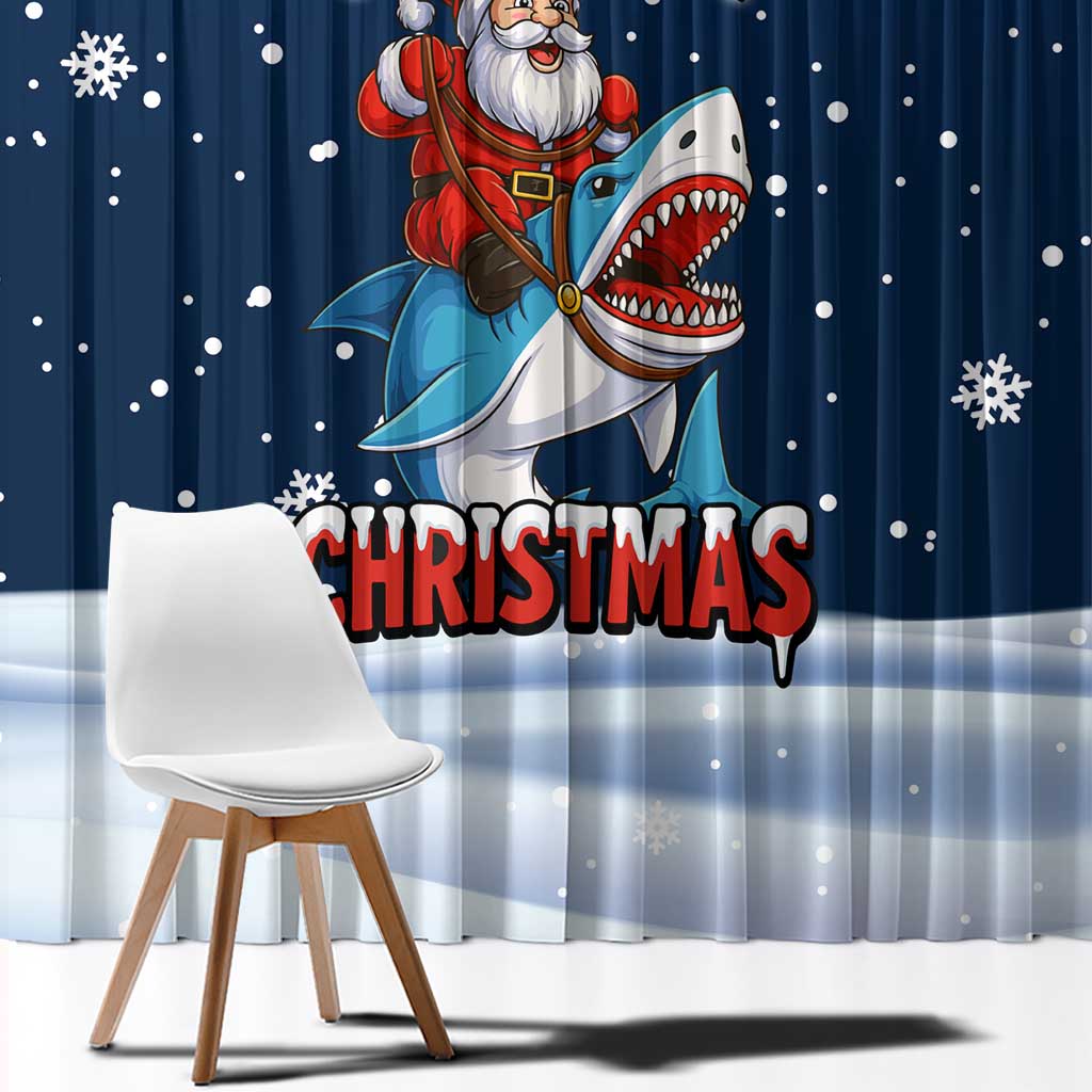 Great White Christmas Shark Christmas Window Curtain Funny Xmas Holiday Patterns - Wonder Print Shop