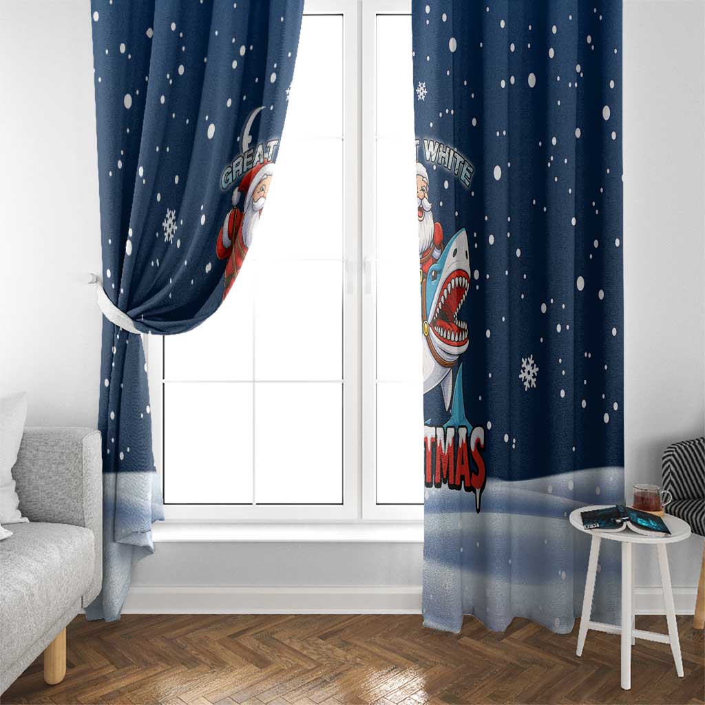 Great White Christmas Shark Christmas Window Curtain Funny Xmas Holiday Patterns - Wonder Print Shop