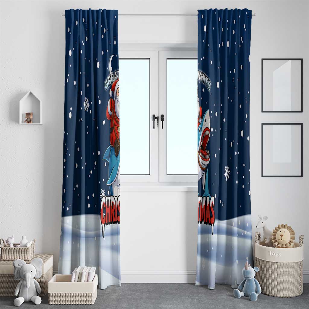 Great White Christmas Shark Christmas Window Curtain Funny Xmas Holiday Patterns - Wonder Print Shop