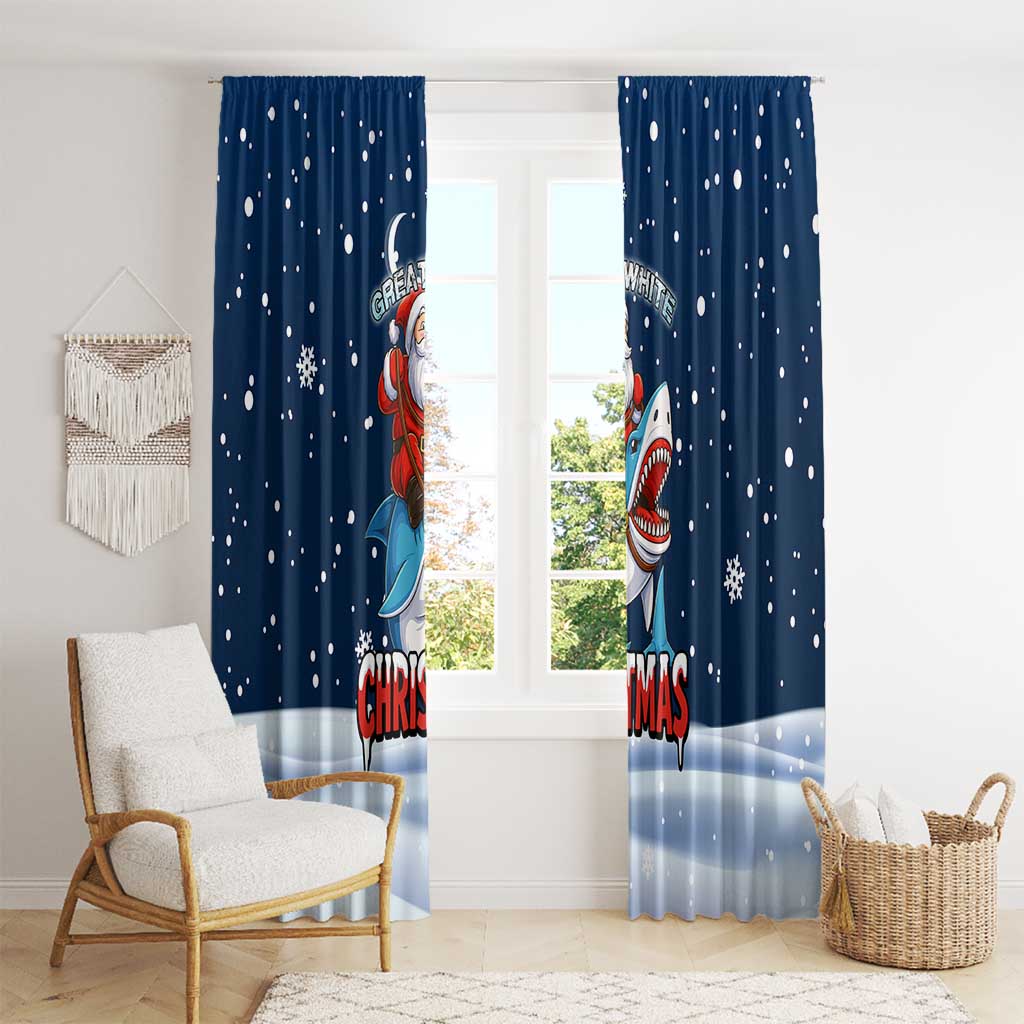 Great White Christmas Shark Christmas Window Curtain Funny Xmas Holiday Patterns - Wonder Print Shop