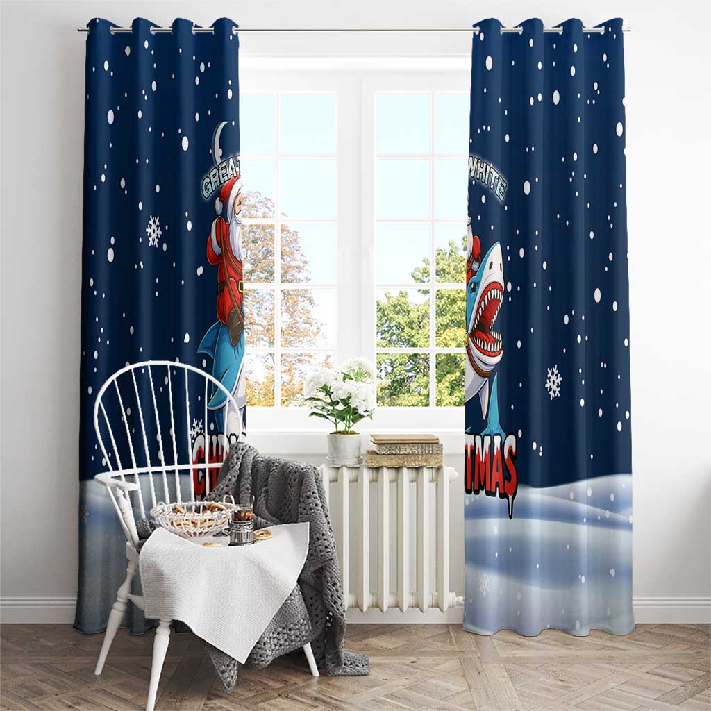 Great White Christmas Shark Christmas Window Curtain Funny Xmas Holiday Patterns - Wonder Print Shop