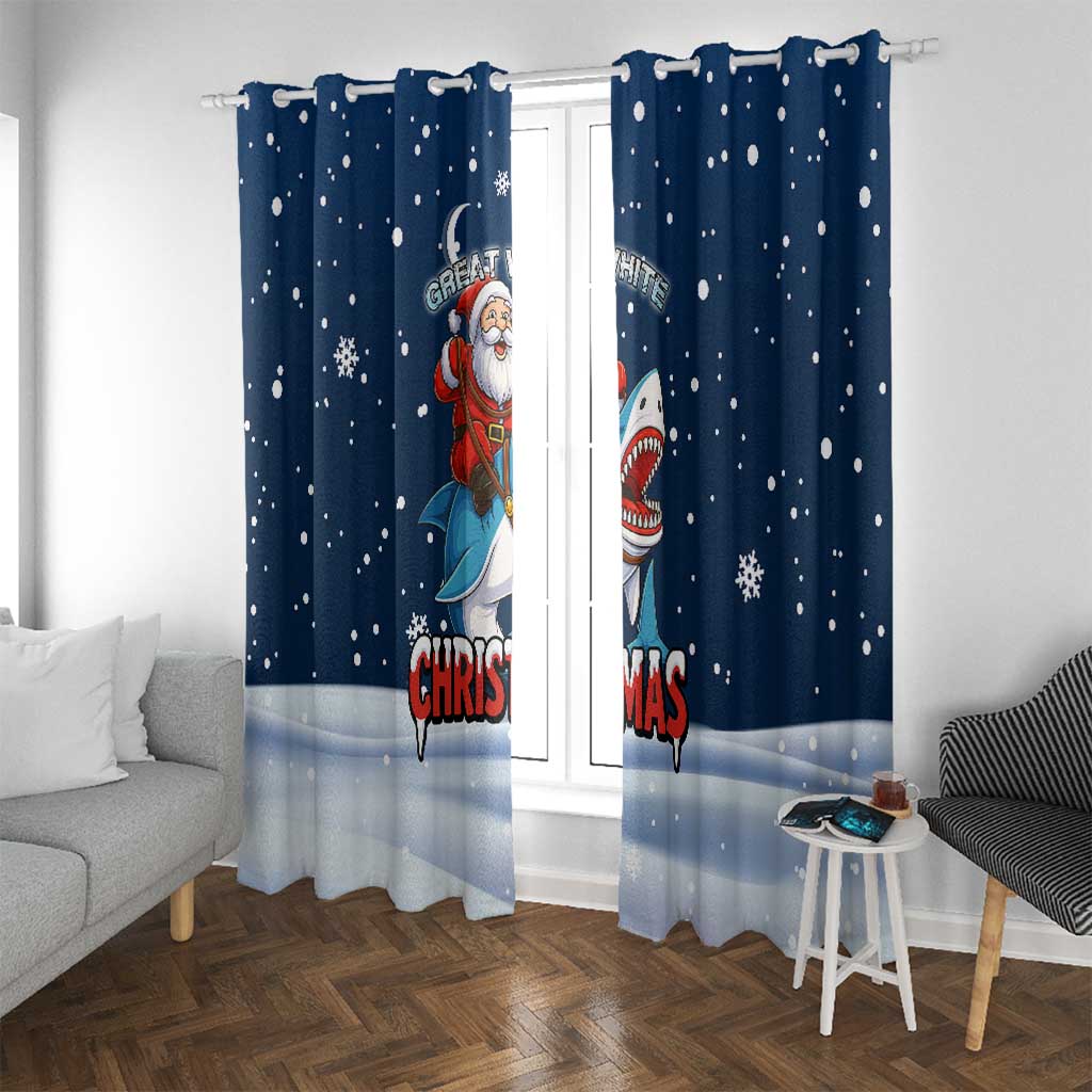 Great White Christmas Shark Christmas Window Curtain Funny Xmas Holiday Patterns - Wonder Print Shop