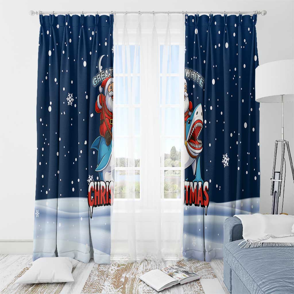 Great White Christmas Shark Christmas Window Curtain Funny Xmas Holiday Patterns - Wonder Print Shop