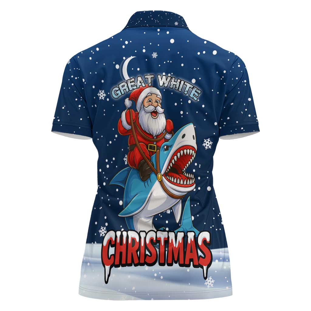 Great White Christmas Shark Christmas Women Polo Shirt Funny Xmas Holiday Patterns - Wonder Print Shop