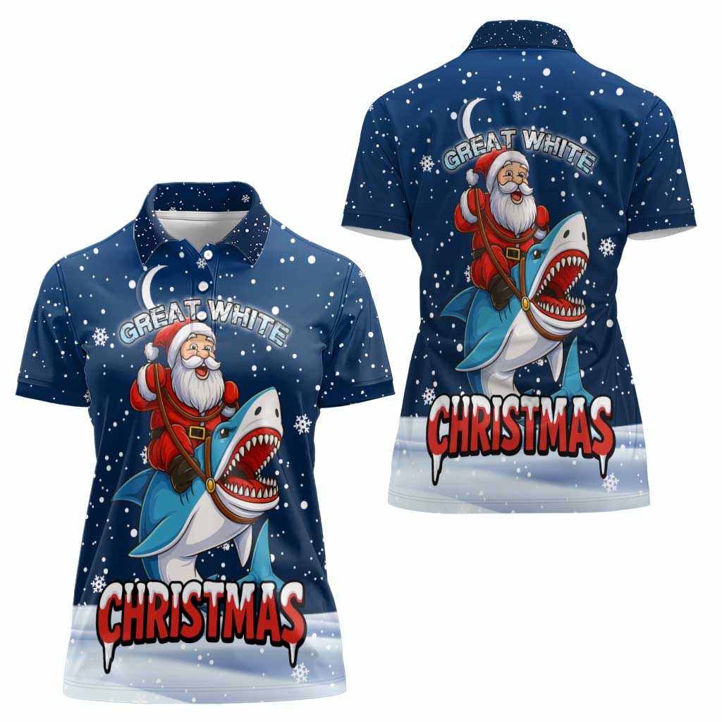 Great White Christmas Shark Christmas Women Polo Shirt Funny Xmas Holiday Patterns - Wonder Print Shop
