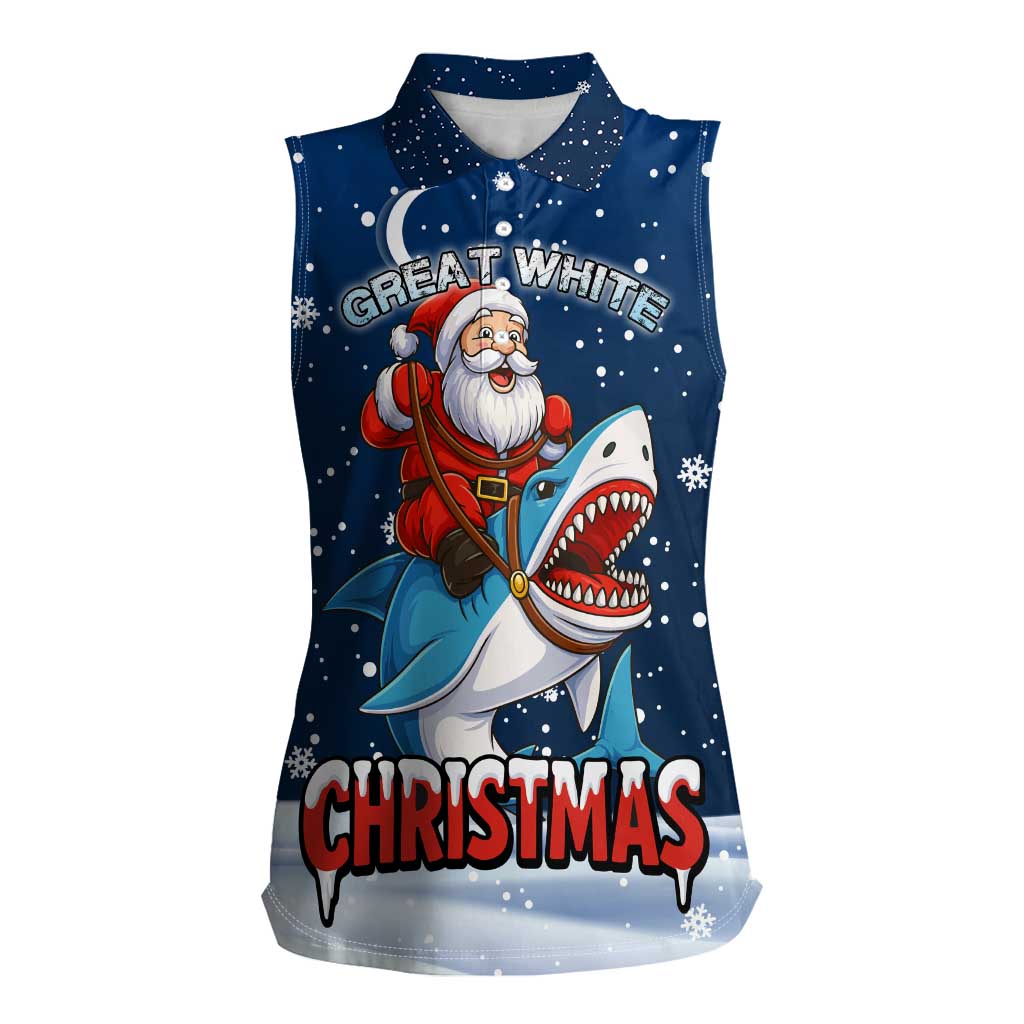 Great White Christmas Shark Christmas Women Sleeveless Polo Shirt Funny Xmas Holiday Patterns - Wonder Print Shop
