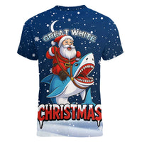 Great White Christmas Shark Christmas Women V-Neck T-Shirt Funny Xmas Holiday Patterns - Wonder Print Shop