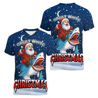 Great White Christmas Shark Christmas Women V-Neck T-Shirt Funny Xmas Holiday Patterns - Wonder Print Shop