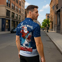 Great White Christmas Shark Christmas Zipper Polo Shirt Funny Xmas Holiday Patterns - Wonder Print Shop