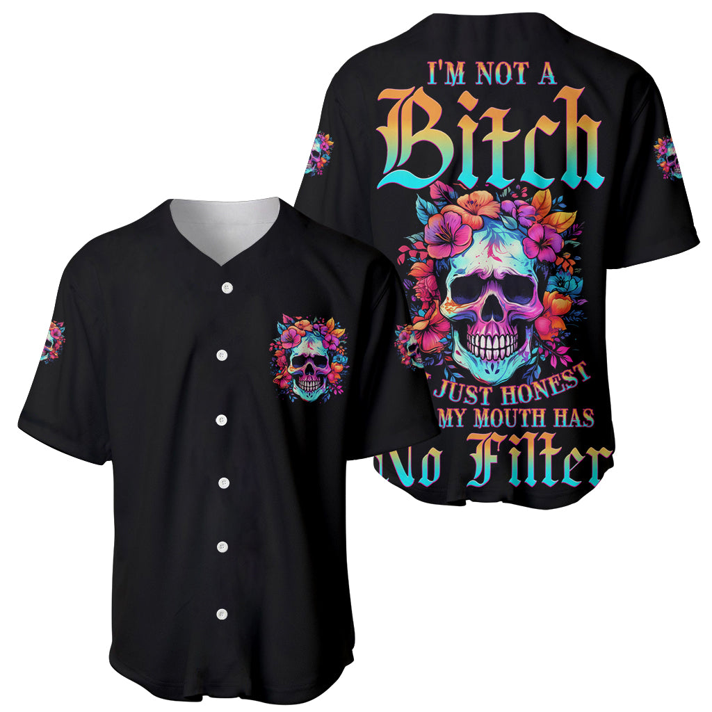 I'm Not A B I'm Just Honest Skull Roses Colorful Baseball Jersey - Wonder Print Shop