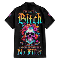 I'm Not A B I'm Just Honest Skull Roses Colorful Family Matching Off Shoulder Maxi Dress and Hawaiian Shirt - Wonder Print Shop