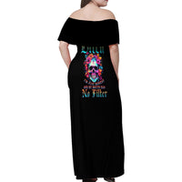 I'm Not A B I'm Just Honest Skull Roses Colorful Family Matching Off Shoulder Maxi Dress and Hawaiian Shirt - Wonder Print Shop