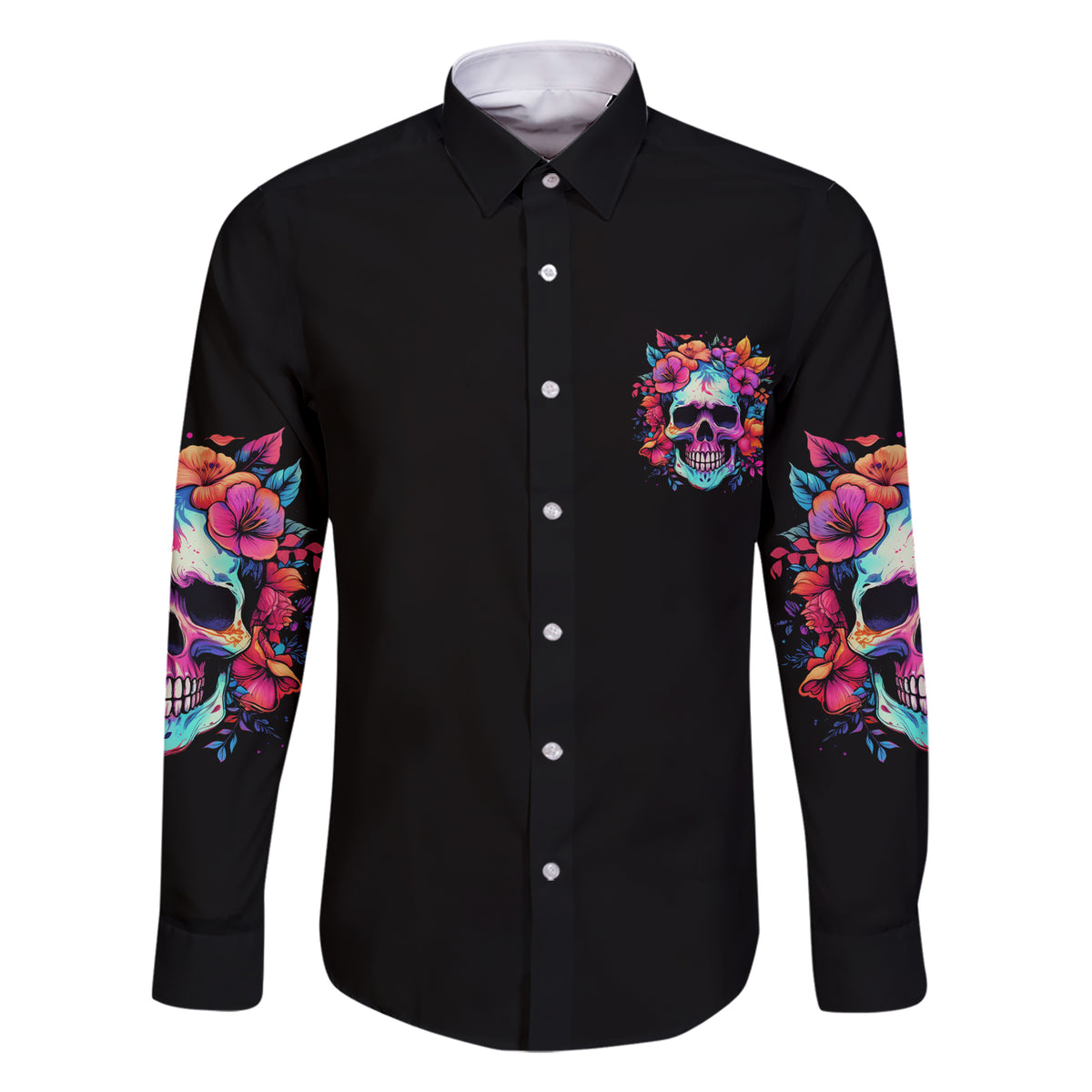 I'm Not A B I'm Just Honest Skull Roses Colorful Family Matching Short Sleeve Bodycon Dress and Hawaiian Shirt - Wonder Print Shop