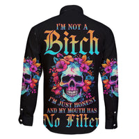 I'm Not A B I'm Just Honest Skull Roses Colorful Family Matching Short Sleeve Bodycon Dress and Hawaiian Shirt - Wonder Print Shop