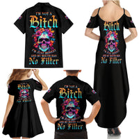 I'm Not A B I'm Just Honest Skull Roses Colorful Family Matching Summer Maxi Dress and Hawaiian Shirt - Wonder Print Shop