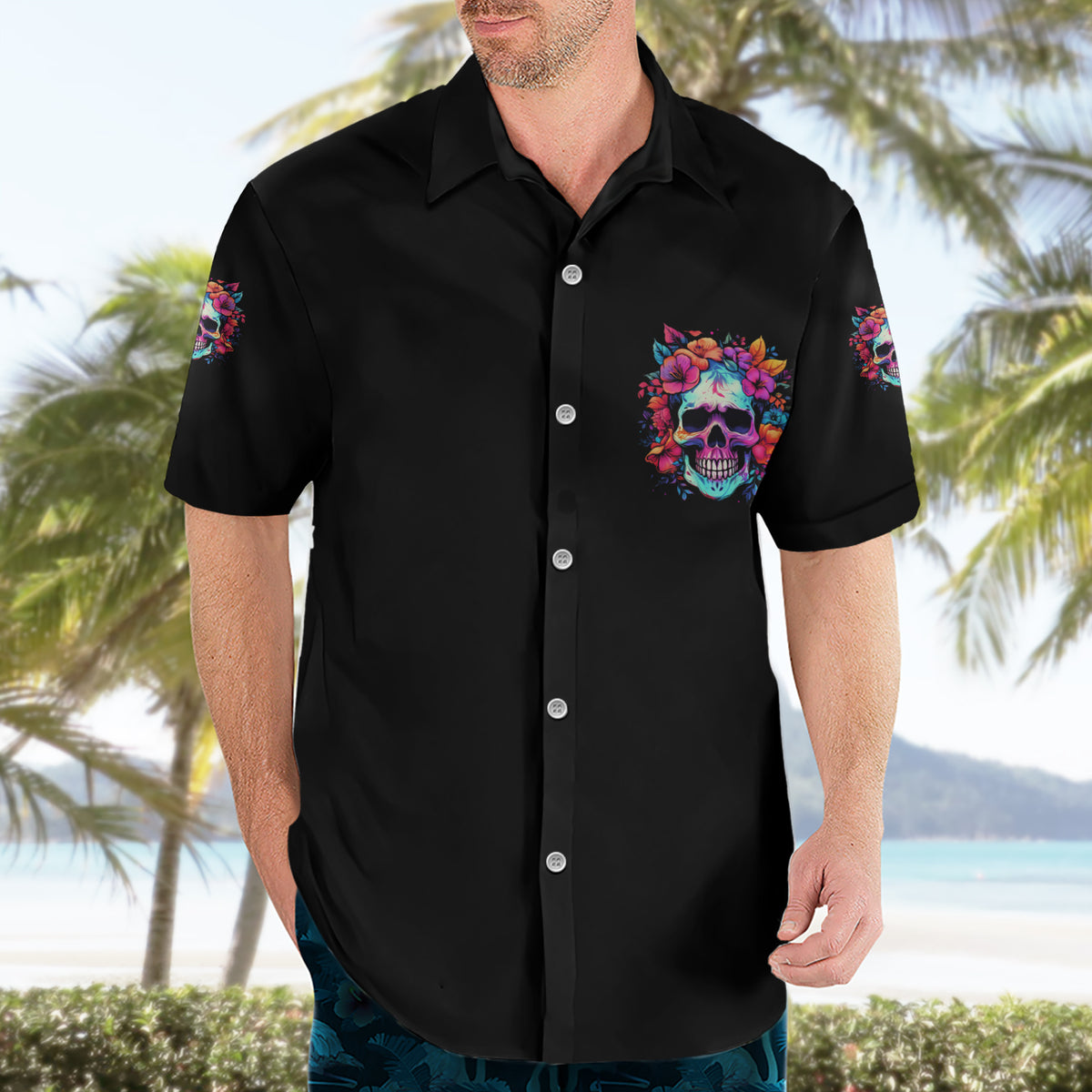 I'm Not A B I'm Just Honest Skull Roses Colorful Hawaiian Shirt - Wonder Print Shop