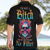 I'm Not A B I'm Just Honest Skull Roses Colorful Hawaiian Shirt - Wonder Print Shop