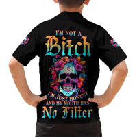 I'm Not A B I'm Just Honest Skull Roses Colorful Hawaiian Shirt - Wonder Print Shop