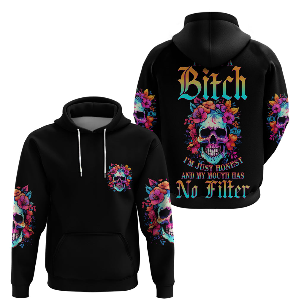I'm Not A B I'm Just Honest Skull Roses Colorful Hoodie - Wonder Print Shop
