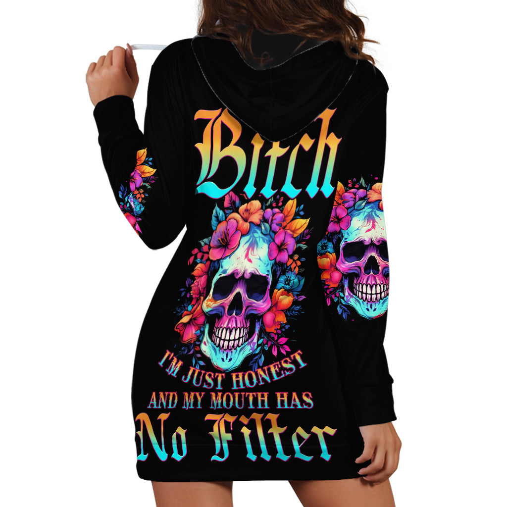 I'm Not A B I'm Just Honest Skull Roses Colorful Hoodie Dress - Wonder Print Shop