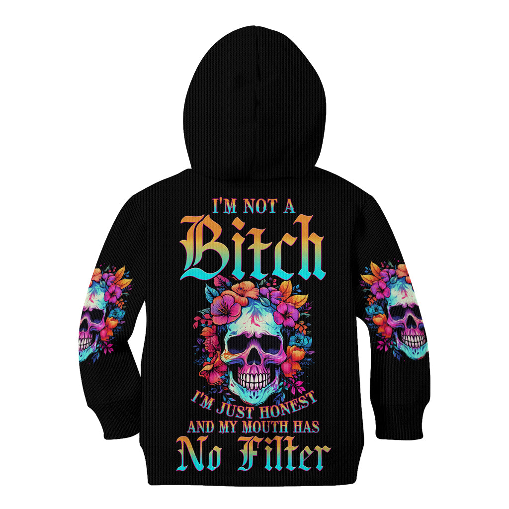 I'm Not A B I'm Just Honest Skull Roses Colorful Kid Hoodie - Wonder Print Shop