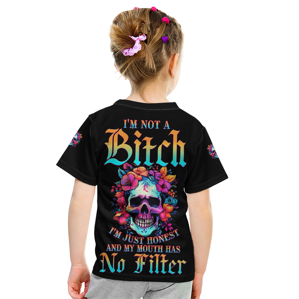 I'm Not A B I'm Just Honest Skull Roses Colorful Kid T Shirt - Wonder Print Shop