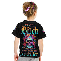 I'm Not A B I'm Just Honest Skull Roses Colorful Kid T Shirt - Wonder Print Shop