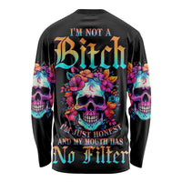 I'm Not A B I'm Just Honest Skull Roses Colorful Long Sleeve Shirt - Wonder Print Shop