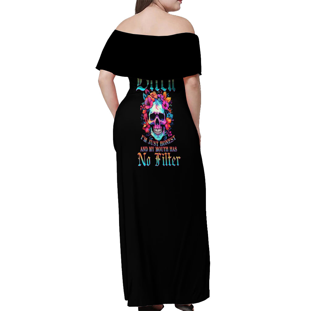 I'm Not A B I'm Just Honest Skull Roses Colorful Off Shoulder Maxi Dress - Wonder Print Shop