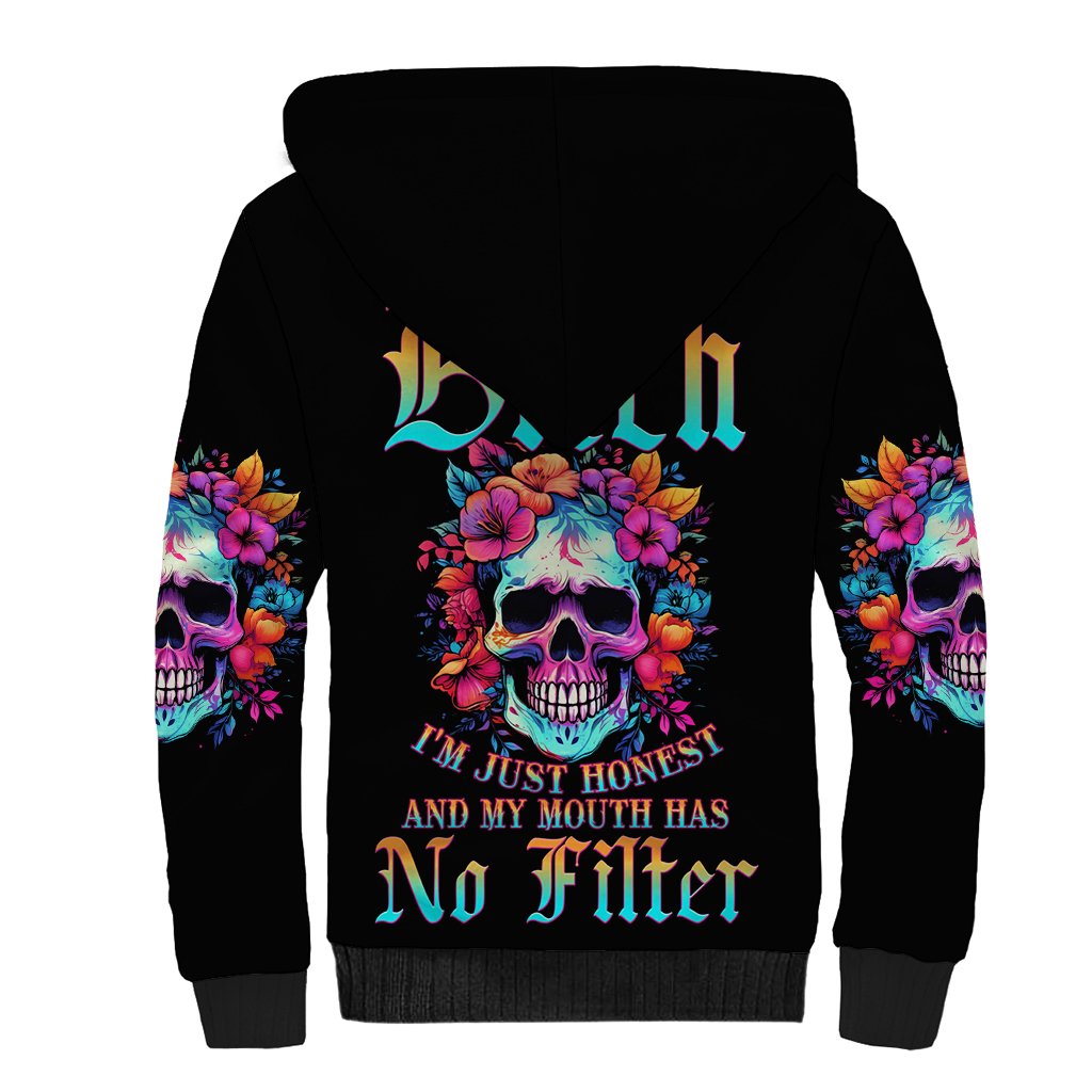 I'm Not A B I'm Just Honest Skull Roses Colorful Sherpa Hoodie - Wonder Print Shop