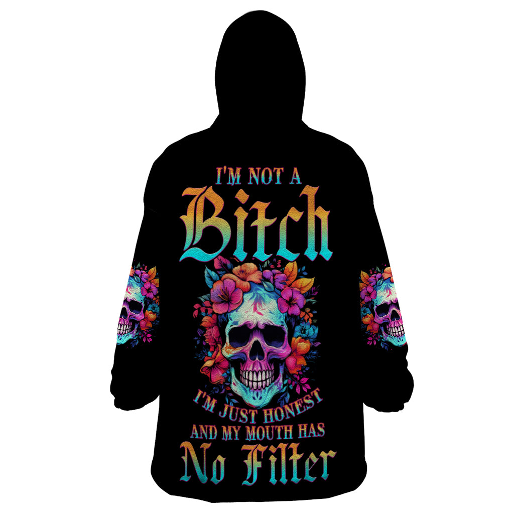 I'm Not A B I'm Just Honest Skull Roses Colorful Wearable Blanket Hoodie - Wonder Print Shop