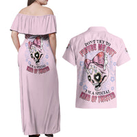 Don't Try To Figure Me Out Couples Matching Off Shoulder Maxi Dress and Hawaiian Shirt - Wonder Print Shop