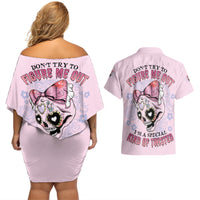 Don't Try To Figure Me Out Couples Matching Off Shoulder Short Dress and Hawaiian Shirt - Wonder Print Shop