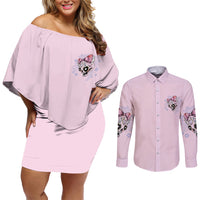 Don't Try To Figure Me Out Couples Matching Off Shoulder Short Dress and Long Sleeve Button Shirt - Wonder Print Shop