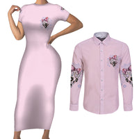Don't Try To Figure Me Out Couples Matching Short Sleeve Bodycon Dress and Long Sleeve Button Shirt - Wonder Print Shop