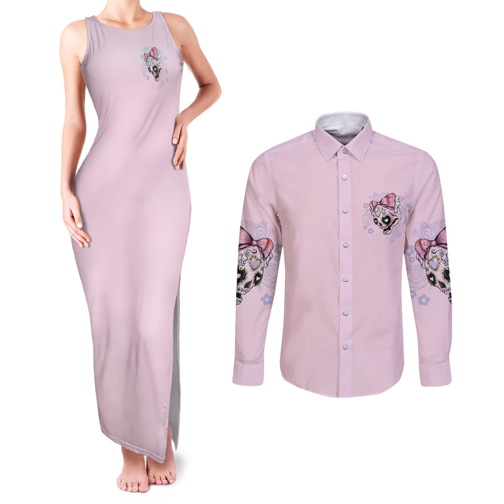 Don't Try To Figure Me Out Couples Matching Tank Maxi Dress and Long Sleeve Button Shirt - Wonder Print Shop