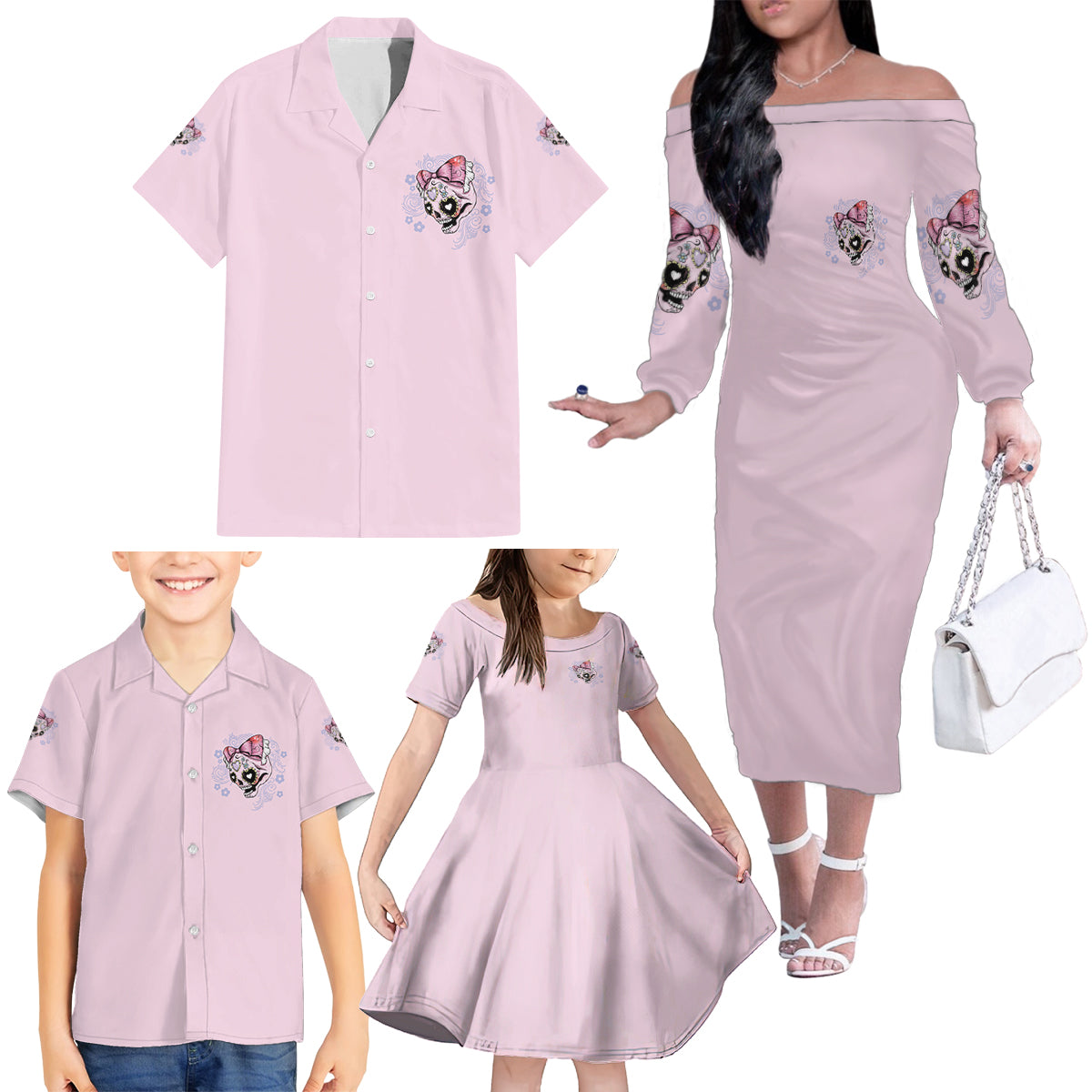 Don't Try To Figure Me Out Family Matching Off Shoulder Long Sleeve Dress and Hawaiian Shirt - Wonder Print Shop