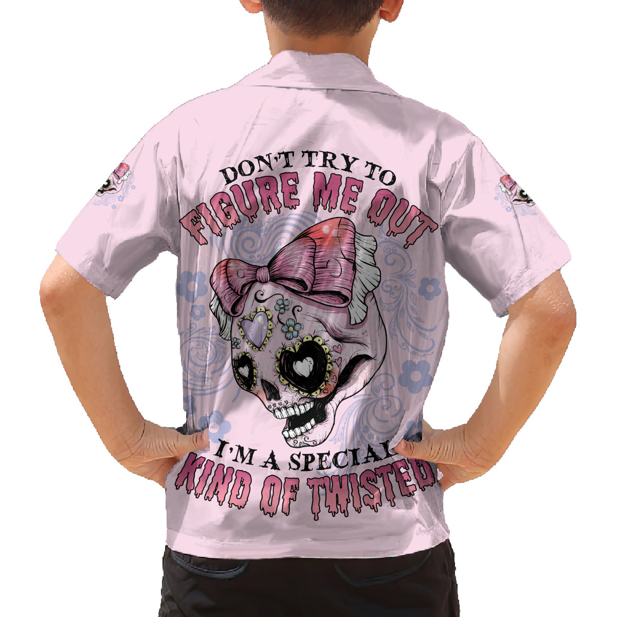 Don't Try To Figure Me Out Family Matching Off Shoulder Short Dress and Hawaiian Shirt - Wonder Print Shop