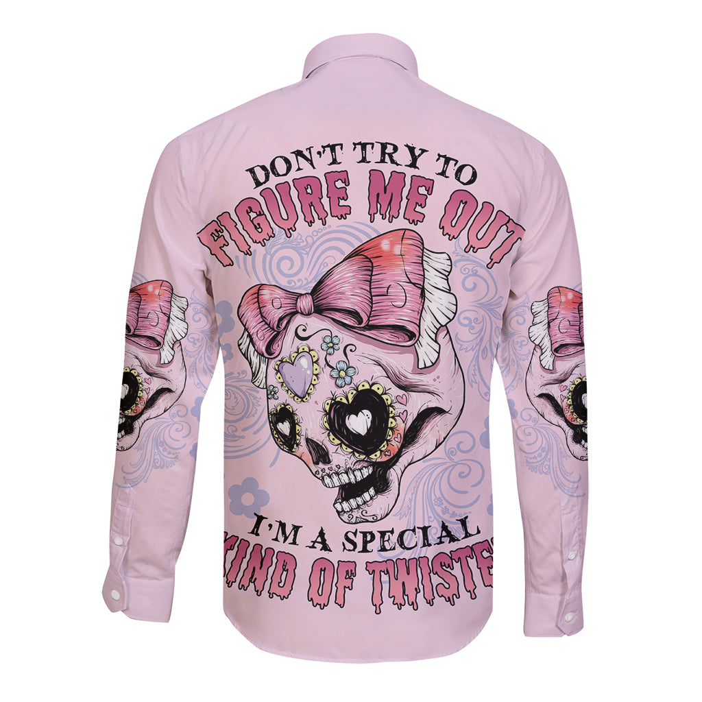 Don't Try To Figure Me Out Long Sleeve Button Shirt - Wonder Print Shop
