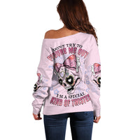 Don't Try To Figure Me Out Off Shoulder Sweater - Wonder Print Shop