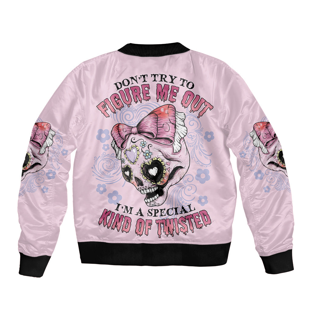 Don't Try To Figure Me Out Sleeve Zip Bomber Jacket - Wonder Print Shop