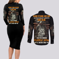 They'll Never Find You Couples Matching Long Sleeve Bodycon Dress and Long Sleeve Button Shirt - Wonder Print Shop