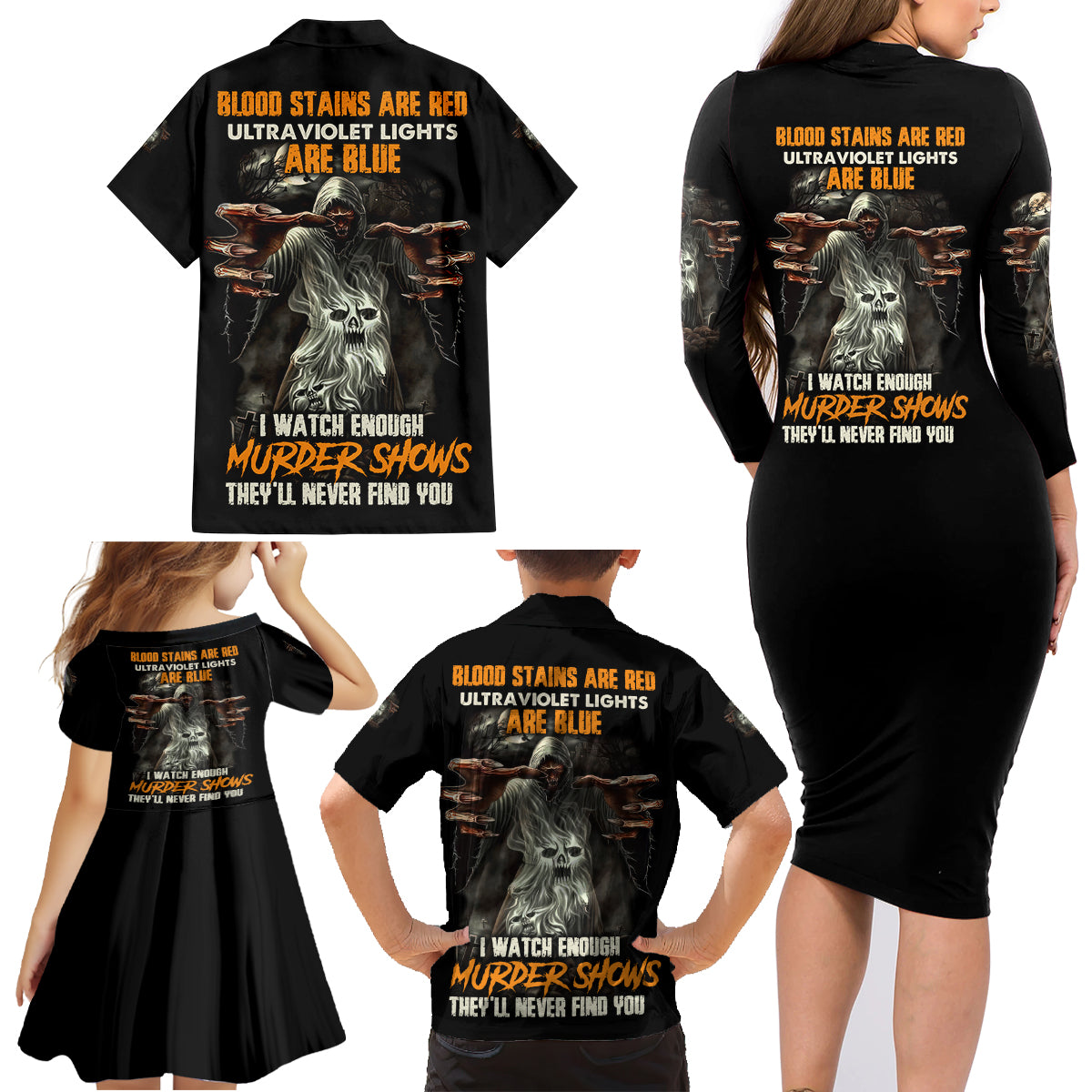 They'll Never Find You Family Matching Long Sleeve Bodycon Dress and Hawaiian Shirt - Wonder Print Shop