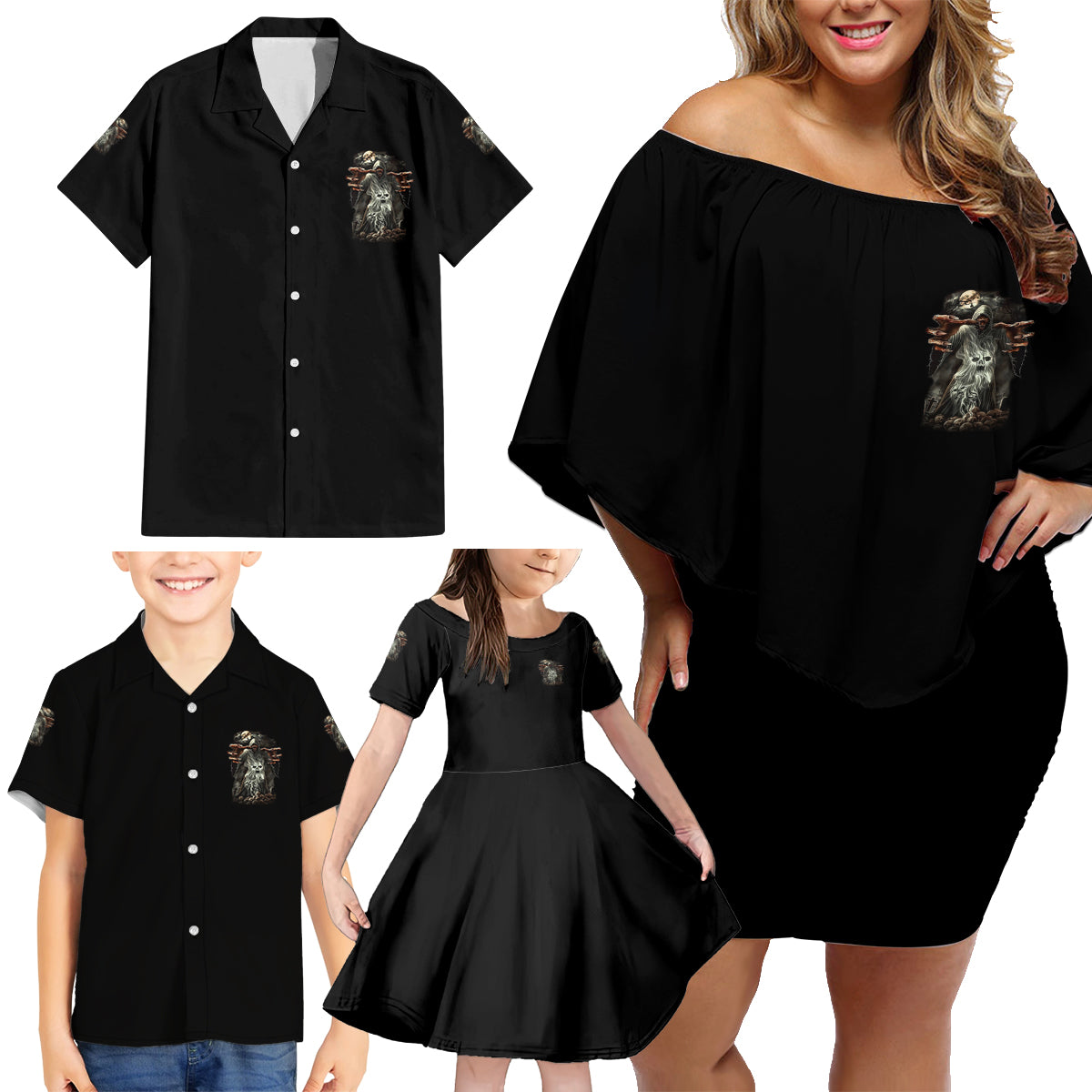 They'll Never Find You Family Matching Off Shoulder Short Dress and Hawaiian Shirt - Wonder Print Shop