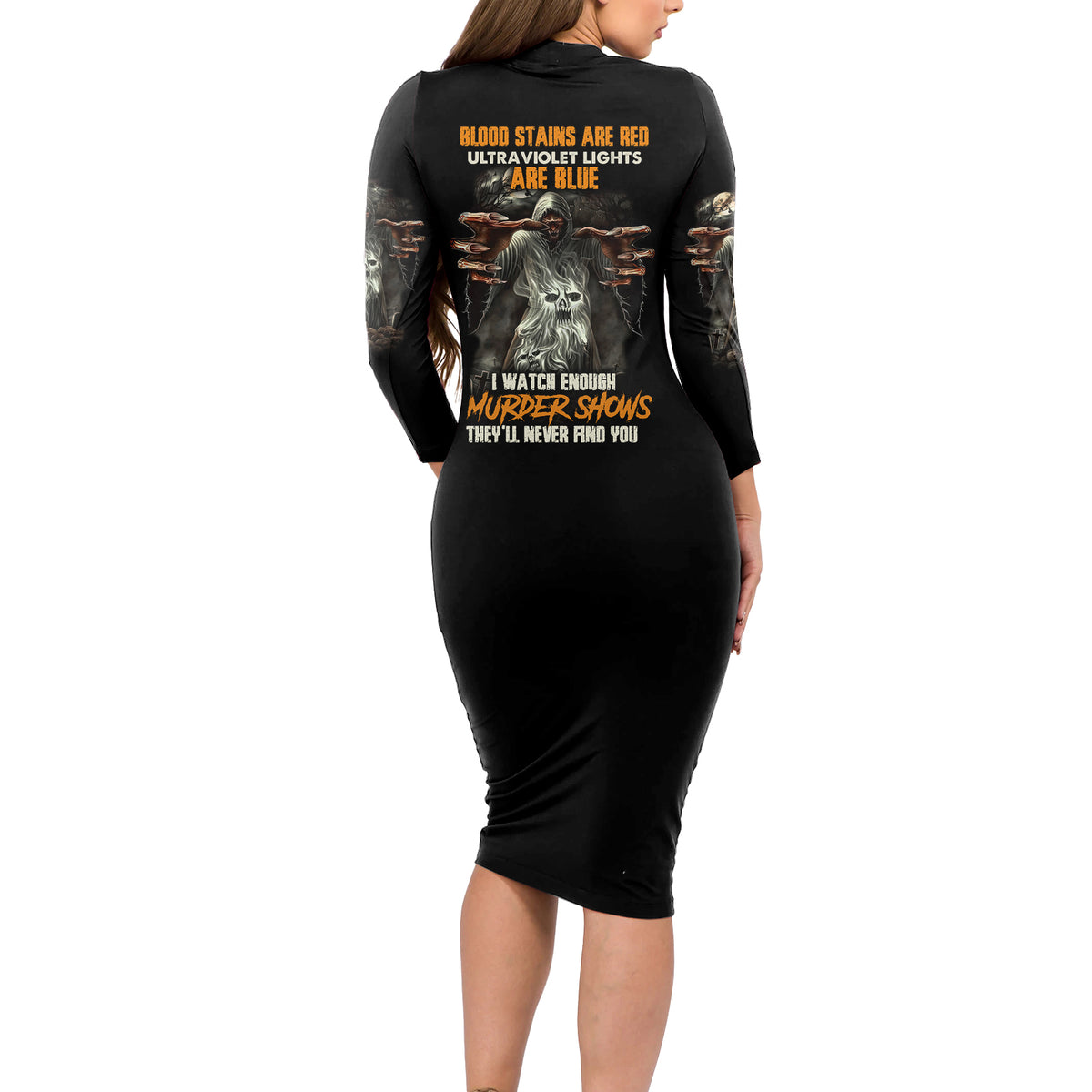They'll Never Find You Long Sleeve Bodycon Dress - Wonder Print Shop