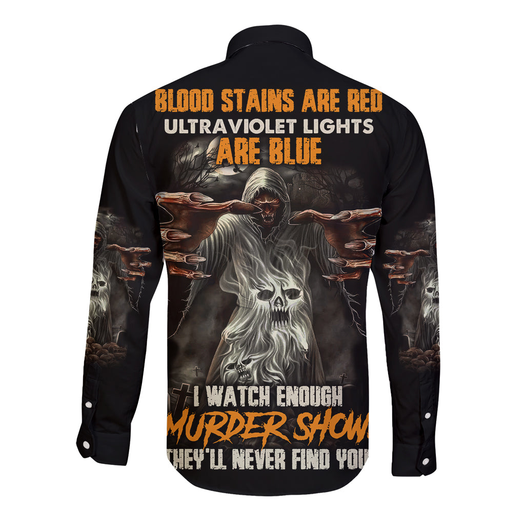 They'll Never Find You Long Sleeve Button Shirt - Wonder Print Shop