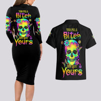 Yes I'm A B But Not Yours Couples Matching Long Sleeve Bodycon Dress and Hawaiian Shirt - Wonder Print Shop