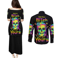 Yes I'm A B But Not Yours Couples Matching Puletasi Dress and Long Sleeve Button Shirt - Wonder Print Shop