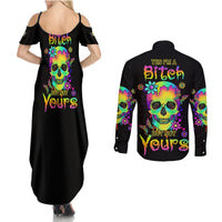 Yes I'm A B But Not Yours Couples Matching Summer Maxi Dress and Long Sleeve Button Shirt - Wonder Print Shop
