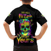 Yes I'm A B But Not Yours Family Matching Off Shoulder Long Sleeve Dress and Hawaiian Shirt - Wonder Print Shop
